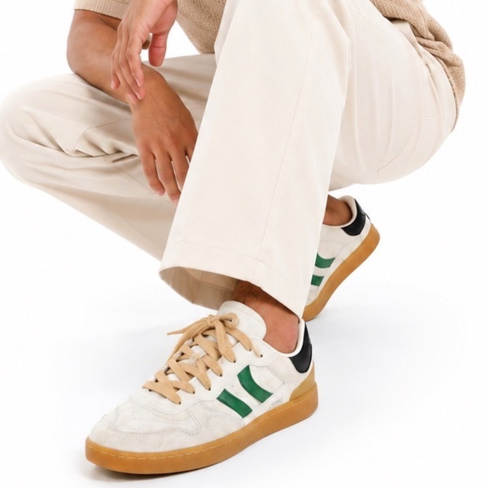 Coolway Stillknocks Old School Goal Sneakers Gray Green Gum Sole M9 Retro 107-14